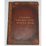 'Kilburn Cricket Club [London]. Minute Book 1835-1840'. Brown full leather minute book with title in