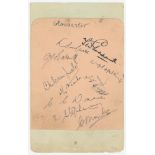 Gloucestershire C.C.C. 1936. Album page signed in ink by ten members of the Gloucestershire team.