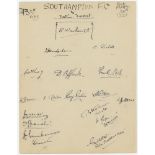 Southampton F.C. 1937/38. Large page taken from the visitor's book of the Stratford Hotel,