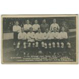 'Tottenham Hotspur Cup Team 1913'. Early mono real photograph postcard of the team and groundsman,