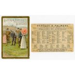 'Huntley & Palmers Biscuits'. Early colour advertising card (c.1880s) with image of golf being