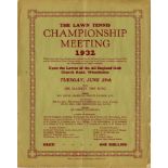 Tennis. Wimbledon 1932. 'The Lawn Tennis Championship Meeting 1932'. Official programme for Tuesday,