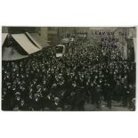 'Leaving the Spurs Ground'. Early mono real photograph postcard showing the crowds pouring out of