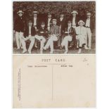 Hampshire C.C.C. 1904. Rare sepia real photograph postcard of the Hampshire team for the match v