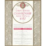Tennis. Wimbledon 1937. 'The Lawn Tennis Championship Meeting 1937'. Official programme for 2nd July