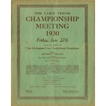 Tennis. Wimbledon 1930. 'The Lawn Tennis Championship Meeting 1930'. Official programme for
