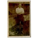 Charles Lewis Woodruff. Tottenham Hotspur 1908-1910. Early sepia real photograph postcard of