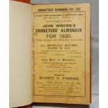 Wisden Cricketers' Almanack 1920. 57th edition. Original paper wrappers, bound in light brown boards