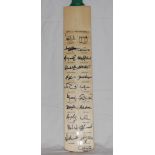 'Asia XI v Rest of the World XI' 1999/2000. Full size cricket bat boldly signed in black ink to