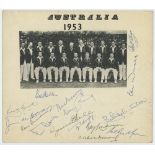 Australia tour to England 1953. Mono printed photograph of the Australia team laid to unofficial