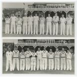 Gentlemen v Players. Scarborough 1958. Two large original mono photographs of the teams standing