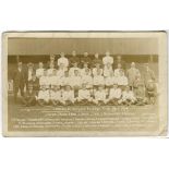 Tottenham Hotspur 1913/14. Early sepia real photograph postcard of the team and officials,