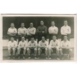 Tottenham Hotspur 1946/47. Mono real photograph plainback postcard of the team, standing and