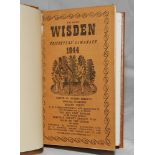 Wisden Cricketers' Almanack 1944. 81st edition. Original limp cloth covers, bound in light brown