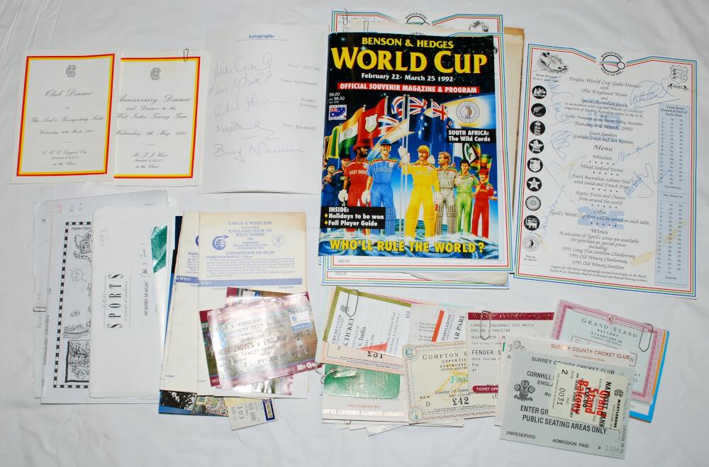 Cricket ephemera 1970s-2000s. Box comprising a good selection of brochures, programmes,