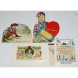 Golf valentine cards c.1920s. Two golf valentine cards each featuring a young boy with his dog,