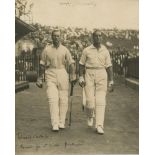 Herbert Sutcliffe and Ernest Tyldesley. Record partnership 1927/28. M.C.C. tour to South Africa