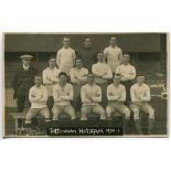 Tottenham Hotspur 1920/21. Early mono real photograph postcard of the team and the trainer