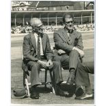 Harold Larwood and Bill Voce. Excellent original press photograph of the 'Bodyline Bowlers' being