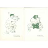 Gerald Broadhead. Set of twelve lithograph prints of famous cricketers produced by Broadhead,