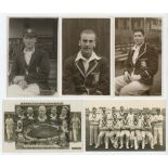 Nottinghamshire C.C.C. Five mono and sepia real photograph postcards including three player