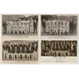 Surrey C.C.C. 1946-1957. Four mono real photograph postcards of Surrey teams seated and standing