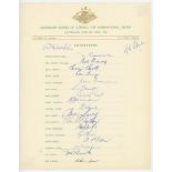 Australian tour of England 1961. Official autograph sheet for the Australian touring team. Fully