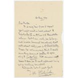 F.S. Ashley-Cooper 1924. Single page handwritten letter to 'Dear [James] Thorpe', dated 30th