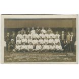 Tottenham Hotspur 1910/11. Early sepia real photograph postcard of the team and officials,