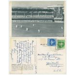 Brabourne Stadium, Bombay 1951. Mono postcard of the Brabourne Stadium with the India v M.C.C.