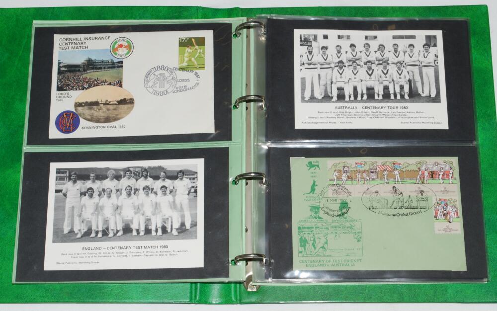 'The Centenary Test Match 1880-1980'. Official album containing eleven official first day covers