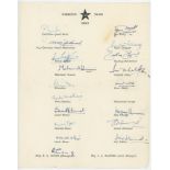 Pakistan tour of England 1962. Official autograph sheet nicely signed in ink by eighteen members