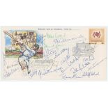 Signed commemorative and first day covers 1980s. Three covers, each multi-signed. Covers are '