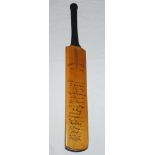 M.C.C. tour to South Africa 1938/39 'The Timeless Test'. Unbranded miniature 17" cricket bat fully