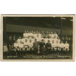 Tottenham Hotspur 1919/20. Mono real photograph postcard of the team and officials, standing and