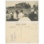 Old Trafford 1934. England v Australia. Rarer mono real photograph postcard of the Old Trafford