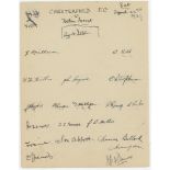 Chesterfield F.C. 1938/39. Large page taken from the visitor's book of the Stratford Hotel,