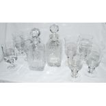 Commemorative glassware 1984-2001. Two lead crystal decanters, one engraved for Lancashire C.C.C.