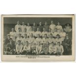 Tottenham Hotspur 1919/20. Mono real photograph postcard of the team and officials standing and