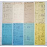 Essex C.C.C. 1948-1960. Eight official scorecards for Essex home matches, each played at a different