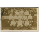 'Tottenham Hotspur Cup Team 1910'. Early mono real photograph postcard of the team and officials,