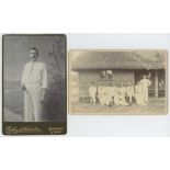 Cricket photographs. Red file comprising two original cabinet card photographs and nine copy