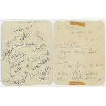 M.C.C. tour to Australia 1946/47. White card very nicely signed in ink by all seventeen members of
