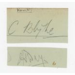 Early Kent and Yorkshire cricket signatures. Four signatures on two pieces, one in pencil of Colin