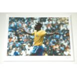 'Pele'. Large colour limited photographic giclee print of Pele in action for Brazil by Washington