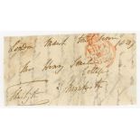 Stephen Lushington. Surrey 1799. Original signed free-front envelope to Henry Taylor of