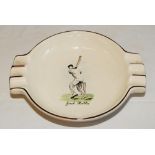 'Jack Hobbs'. Large Sandland Ware ash tray with transfer printed colour image of Hobbs in batting