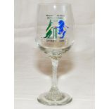 Benson and Hedges Bicentennial Test. Sydney 1988. Commemorative wine glass with twisted stem