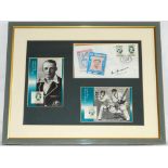 Don Bradman. 'Australian Legends'. Montage comprising a first day cover issued by the Bradman