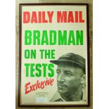 Don Bradman. Original large poster for the Daily Mail with colour headline, 'Bradman on the Tests.